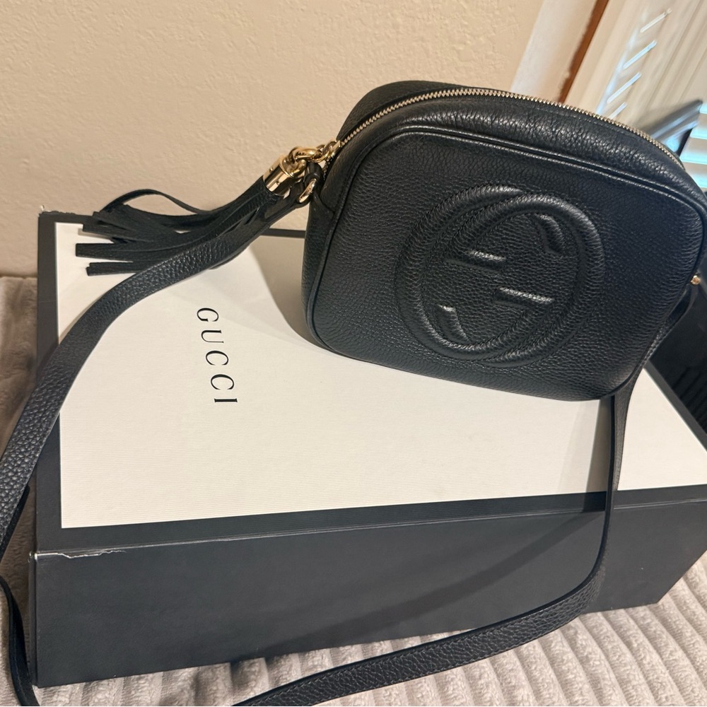 Gucci Soho Disco Black Leather Crossbody FULL SET Receipt Box